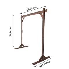 a wooden frame with measurements for the top and bottom