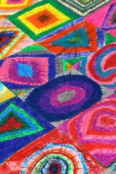 colorful art work made with crayons and colored pencils