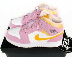 Find ideas๏ฟฝand inspiration for Nike Air Jordan 1 Retro Mid SE Cherry Blossom Pink Yellow GS UK 3 4 5 6 7 US New, Clothing Air Jordan 1 Retro Mid, Jordan 1 Retro Mid, Pink Jordans, Nike Air Jordan 1 Retro, Nike Air Jordan 1, Womens Athletic Shoes, Game Board, Air Jordan 1 Retro, Jordan 1 Mid