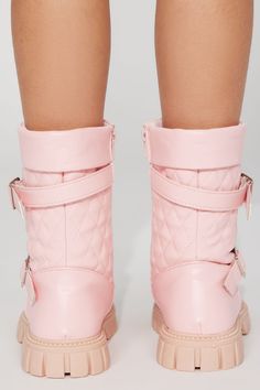 Available In Black And Blush. Booties Buckle Quilted Pattern Imported | Mini Reann Combat Boots in Blush Pink size 12 by Fashion Nova Quilted Pattern, Jeans Jumpsuit, Matching Dresses, Size 13, Blush Pink, Kids Shoes, Combat Boots, Dresses For Sale, Fashion Nova