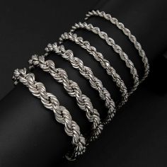 "Rhodium Rope Chain Bracelet Hollow Sterling Silver 925 Italy All Sizes * Metal : Real Sterling Silver (Properly Stamped, 925) * Condition : Brand New * Finish : Polished * Average Weight : 9\" - 4mm : 5.44 grams 9\" - 4.5mm : 7.49 grams 9\" - 5.5mm : 10.38 grams 9\" - 6.5mm : 16.46 grams 9\" - 8mm : 25.52 grams 9\" - 9mm : 29.83 grams * Length : Selectable * Width : Selectable * Clasp/Bail : Lobster Lock All of our items are brand new and are shipped with a gift box." Silver Tarnish-resistant Bangle Chain Bracelet, Silver Tarnish-resistant Chain Bangle, Silver Metal Chain Bracelet, Tarnish Resistant, Silver Metal Chain Bracelet Tarnish Resistant, Silver Link Bracelets Tarnish Resistant, Silver Link Bracelet Tarnish Resistant, Tarnish Resistant Silver Chain Bracelet In Sterling Silver, Sterling Silver White Gold Chain Bracelet, Tarnish Resistant Sterling Silver White Gold Chain Bracelet