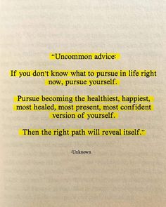 an open book with the words uncommon advice written in yellow and black on top of it