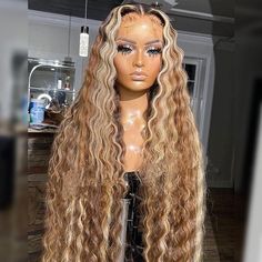 Blonde Highlight, Birthday Hairstyles, Deep Wave Hairstyles, Dope Hairstyles, Human Hair Wig, Baddie Hairstyles