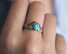 Turquoise Wedding Ring Set, Turquoise Engagement Ring with Curved Gold Band Turquoise Wedding Ring Set, Turquoise Wedding Ring, Turquoise Diamond Ring, Turquoise Engagement Ring, Turquoise Diamond Rings, Turquoise Wedding Rings, Turquoise Ring Engagement, Interesting Jewelry, Graduation Rings