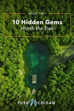 an aerial view of a forest with the words 10 hidden gems worth the trek