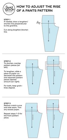 the instructions for how to adjust the rise collar and cuffs on this sewing pattern are shown