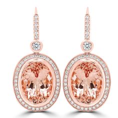 Gembleu-Earring-ADG70145_5-RG-1 Luxury Rose Gold Oval Earrings, Elegant Oval Rose Gold Earrings, Formal Rose Gold Oval Diamond Earrings, Rose Gold Oval Earrings For Anniversary, Rose Gold Oval Earrings With Prong Setting, Oval Rose Gold Earrings With Prong Setting, Oval Rose Gold Diamond Earrings, Oval Diamond Rose Gold Earrings, Morganite Earrings