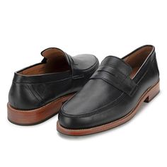 Business Casual Moc Toe Dress Shoes, Masculine Plain Toe Moccasins For Semi-formal Occasions, Classic Slip-on Shoes For Business Casual, Timeless Slip-on Shoes For Business Casual, Masculine Loafers With Rubber Sole For Office, Business Casual Plain Toe Loafers With Leather Sole, Masculine Slip-on Dress Shoes For Business Casual, Business Casual Loafers With Branded Insole And Plain Toe, Office Loafers With Rubber Sole