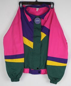 NWT Retro Pink Purple Colorblock Lightweight Windbreaker Jacket Womens XS 90s Brand new with tags. No Issues. Great Condition!  Womens XS Pit to Pit: 22" Total Length: 22 1/2" Sleeve Length: 20" Fem Clothing, Cool Windbreakers, 80's Fashion, 80s Fashion, Windbreaker Jacket, Vest Jacket, Pink Purple, Color Blocking, Girl Fashion