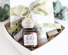 If you need a classy gift for him - Your Husband, your son, your Dad and Grandpa .... Look no further than this classic clean mens self care gift box.This Man Made Gift box is the perfect gift for boyfriend, husband or Papa, with “Love You Dad” candle label (or choose standard candle label)SET INCLUDES:1 - 4oz Bourbon Chestnut Candle w/your choice of “Love you Dad” label or standard candle label (select after you ‘add to cart’)1 - 6oz Woodsman BIG Soap1 - 3.5oz Rosemary Lemon Mint Soap1 - 2.5oz Mens Self Care, Bourbon Gifts, Gift Box For Men, Bridesmaids Gift Sets, Unique Gifts For Dad, Candle Label, Perfect Gift For Boyfriend, Spa Gift Box, Aromatherapy Gifts