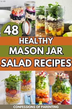 Whether it's a picnic or a party, these stylish mason jar salads are dressed to impress. Jar Salads For Lunch, Jar Salad Dressing Recipes, Salad Jars Ideas, Best Mason Jar Salad Recipes, Bbq Chicken Mason Jar Salad, Mediterranean Mason Jar Salad, Mason Jar Chef Salad, Greek Mason Jar Salad Recipes, Grinder Salad In A Jar