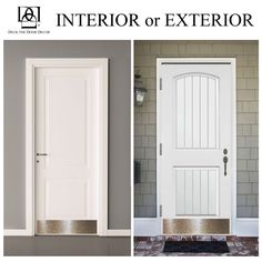 an image of a white door with the words interior or exterior above it and below it