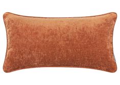 an orange velvet pillow on a white background