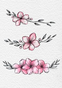 Stomach Floral Tattoos Women, Anime Flower Sketch, Small Flower Sketch, Cherry Flower Drawing, Blank Cards Design, Cherry Blossom Flower Drawing, Aesthetic Flower Sketch, Small Cherry Blossom Tattoo, Cherry Blossom Drawing