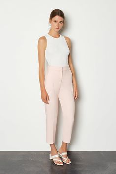 Make Moves In These Trousers. Designed For You To Confidently Stride Into Any Room, This Pair Is Impeccably Tailored With Our Signature Compact Stretch Fabric That Has A Four-Way Stretch. Perfect For All-Day Styling Thanks To Its Ease Of Movement, They Also Come With A Flattering Mid-Rise Waist. Capri Trousers, Fashion Face Mask, Slim Fit Trousers, Karen Millen, Tailored Trousers, Stretch Fabric, Capri Pants, Mid Rise, Capri