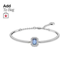 in stock Elegant Sapphire Crystal Bracelets, Elegant Blue Crystal Bracelet With Sparkling Stones, Elegant Blue Bracelets With Rhinestones, Elegant Blue Rhinestone Bracelets, Swarovski Millenia, Swarovski Jewelry, Rhodium Plated, Swarovski Crystals, Pick Up