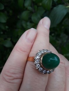 Absolutely Stunning, 18k Gold, Diamond Jade Ring. Size about 9, sizable. Very Good Pre Owned Condition. all sales are final no return. Sime pics ENLARGED to see details. Size about 9, 8 3/4 Weight 7.5 gram approximately. One Of A Kind.. VIDEO AVAILABLE, MUST TO SEE.. Luxury Green Victorian Ring, Luxury Green Jade Rings, Imperial Jade Ring, Green Carved Jade Rings, Ballerina Wedding, Jade Wedding, Vintage Hand-strung Jade Jewelry, Columbian Emeralds, Emerald Wedding