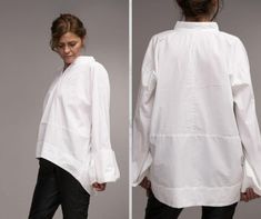 Oversized White Shirt, Asymmetrical Shirt, Oversize Shirt, Cotton Long Sleeve Shirt, Real Women, Oversized Shirt, Shirt White, White Top, White Tops