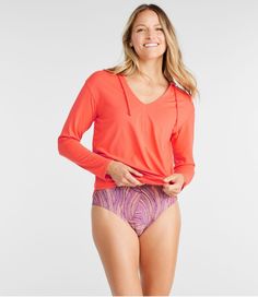 We designed this high-performance swim cover-up to offer plenty of coverage, comfort and style for a day of fun in the sun. This casual hooded top is ultra-versatile and perfect over your swimsuit at the beach or with shorts on the way home. Falls at hip. Relaxed Fit: Our most generous fit sits farthest from the body. Lightweight and breathable, the ultrasoft fabric dries quickly, wicks moisture and resists abrasion. UPF 50+ rated fabric blocks at least 97. 5% of the sun's UV rays - 10x more tha Spring Sports Swimwear With Upf 50+, Upf 50+ Sports Swimwear For Spring, Spring Sports Swimwear With Uv Protection, Summer Long Sleeve Stretch Hoodie, Upf 50+ Sports Tops For Beach Season, Stretch Long Sleeve Summer Hoodie, Stretch Long Sleeve Hoodie For Summer, Athleisure Swimwear With Upf 50+ For Spring, Sporty Swimwear With Upf 50+ For Warm Weather