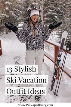 Discover what to wear to a ski lodge with my latest ski lodge fashion blog post with 13 stylish ski vacation outfit ideas that blend comfort with elegance. From a puffer jacket ski outfit to a white ski pants outfit, these ski trip outfit ideas will have you looking effortlessly chic whether you are on the slopes on relaxing in the lodge. Click the link to read more and elevate your ski vacation wardrobe capsule today! White Ski Pants Outfit, Ski Pants Outfit, Ski Vacation Outfits, Trip Outfit Ideas, White Ski Pants, Ski Trip Outfit, Vacation Outfit Ideas, Trip Outfit, Ski Outfit