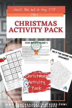 christmas activity pack for kids to help them learn how to read and practice their handwriting skills