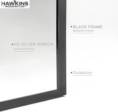 an image of a silver mirror with black trimmings and variations on the frame