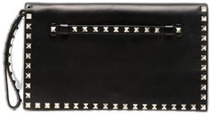 Leather Clutch Bag, Leather Clutch Bags, Leather Clutch, Valentino Garavani, Clutch Bag, Collage, Leather, Pins, Black