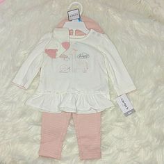 Carter's Baby Girl Four-Piece Set Includes Long-Sleeve Shirt, Legging, Hat And Socks. Colors: White, Light Pink And Gray Nwt ! Offers Welcome ! White Long Sleeve Sets For First Birthday, White Long Sleeve Set For First Birthday, White Long Sleeve Playwear Sets, Cute White First Birthday Sets, Playful White Sets For First Birthday, Carters Baby, Pink And Gray, Set Outfit, Future Baby