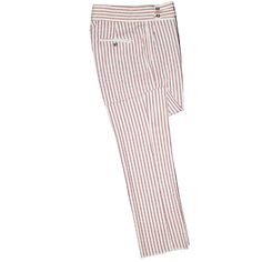 A must-have style in every man’s wardrobe, you will never look boring again with these striped trousers in red and white. Elegantly made with high quality craftsmanship in a straight fit, flat-front style from premium quality cotton, these trousers feature a button and zip closure with a wide waistband with two extended fastening tabs. This pair of men's pants is perfect for work and everyday wear, business meetings, parties, gala dinners or summer weddings. Buy it for yourself, or gift it to a Gurkha Pants, Striped Trousers, Gala Dinner, Summer Weddings, Vest Shirt, Every Man, Red And White Stripes, Dress Trousers, Wide Waistband