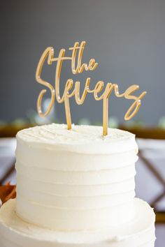 a white cake with the words off the steeps on top is sitting on a table