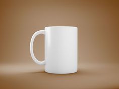 a white coffee mug on a brown background