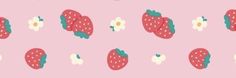 strawberries and flowers on a pink background