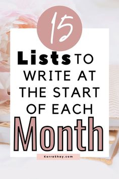 the words lists to write at the start of each month are shown in pink and white