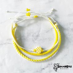 This yellow & white checkered wax cord bracelet pack is the perfect gift for anyone in your life! You will receive all 3 bracelets pictured.  Completely waterproof, adjustable so it will fit any size wrist. Just pull to close. All of my friendship bracelets are made with 100% cotton embroidery floss & my water proof jewelry is made with 100% waxed polyester cord. Any other supplies I use are all natural & eco friendly & everything is made in a smoke-free & pet-free home! White Nylon Cord Friendship Bracelets As Gift, White Nylon Cord Friendship Bracelet, Handmade White Nylon Cord Bracelet, Handmade Trendy Yellow Friendship Bracelets, Casual White Jewelry With Nylon Cord, Yellow Braided Bracelet For Gift, Trendy White Handmade Braided Bracelets, Trendy White Handmade Braided Bracelet, Trendy Yellow Adjustable Friendship Bracelets