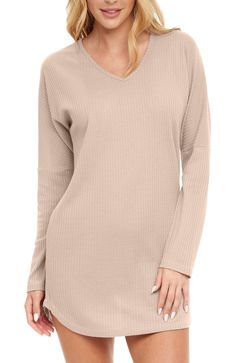 This ribbed, waffle knit nightshirt from Alexander Del Rossa, crafted for women, offers a unique blend of comfort, durability, and sophistication. The soft and lightweight fabric is expertly ribbed, yielding a premium feel that maintains its form and ribbed texture despite frequent usage. Carefully designed to resist shrinkage, this ribbed fabric has undergone extensive color testing, ensuring the hues do not bleed, thus retaining the nightshirt's pristine look. A hallmark feature of this ribbed nightshirt is the deep v-neck cut that adds a stylish edge. The design incorporates dropped shoulders, beautifully aligning with the ribbed motif, while long dolman sleeves further enhance the shirt's aesthetic appeal. The sleeves themselves are narrow and ribbed, complementing the overall structur Bedtime Outfit, Men's Robes, Cotton Nightgown, Onesie Pajamas, Fleece Pajamas, Satin Pajamas, Womens Robes, Sleep Shirt, Pajama Set Women