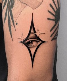 a man's arm with an eye tattoo on it