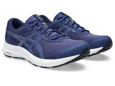 ASICS Men's GEL-Contend(r) 8 - Men's Shoes : Deep Ocean/Black : Experience a new way to run your daily miles, feeling comfortable in the ASICS Men's GEL-Contend 8 sneakers. Textile and synthetic upper. Breathable textile lining and insole. Rearfoot and Forefoot GEL Technology Cushioning System Attenuates shock during impact and toe-off phases and allows movement in multiple planes as the foot transitions through the gait cycle. Lace-up closure. Padded collar and tongue. Raised round toe silhouette. Midsole features GEL technology and AMPLIFOAM cushioning. Synthetic outsole. Imported. Measurements: Weight: 10 oz Product measurements were taken using size 9.5, width D - Medium. Please note that measurements may vary by size. Asics Fade-resistant Running Shoes, Asics Fade-resistant Training Sneakers, Asics Running Shoes Fade-resistant, Asics Training Sneakers, Fade-resistant Asics Running Shoes, Sporty Asics Running Shoes Fade-resistant, Sporty Fade-resistant Asics Running Shoes, Asics Walking Shoes With Cushioned Footbed For Jogging, Asics Running Shoes With Gel Cushioning For Jogging