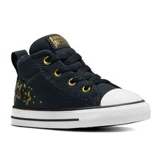 The Converse Chuck Taylor All Star Kids' Street Sneakers feature a canvas upper with playful gold stars for standout style. Soft foam cushioning, a padded tongue and collar, and an internal elastic band ensure comfort and easy on-and-off for active kids.Click this FOOTWEAR GUIDE to find the perfect fit and more!. The Converse Chuck Taylor All Star Kids' Street Sneakers feature a canvas upper with playful gold stars for standout style. Soft foam cushioning, a padded tongue and collar, and an internal elastic band ensure comfort and easy on-and-off for active kids. Click this FOOTWEAR GUIDE to find the perfect fit and more!. SHOE CONSTRUCTION Canvas upper Mesh lining Foam midsole Rubber outsoleDETAILS Plain toe Slip on Elastic closure Foam footbed Spot clean Imported Size: 8 T. Color: Black Star Kids, Street Sneakers, Active Kids, Converse Chuck Taylor All Star, Gold Star, Chuck Taylor All Star, Converse Chuck, Gold Stars, Chuck Taylor