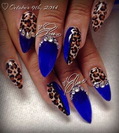 Nail Designs With Rhinestones, Blue Nail Art Designs, Dark Blue Nails, Blue Nail Art, Nails Design With Rhinestones, Print Nails