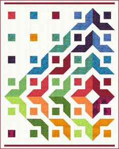 a colorful quilt with an abstract design on it