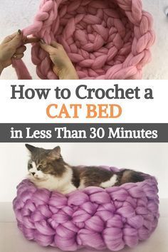 how to crochet a cat bed in less than 30 minutes with pictures and instructions