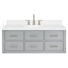 a bathroom vanity with drawers and a sink on it's side, against a white background