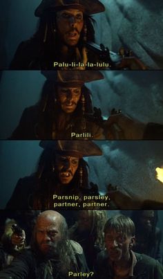 the pirates and their crew in pirates on tv, with captioning that they are not