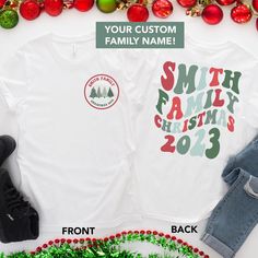 Custom Family Christmas 2023 Shirt Matching Family Christmas - Etsy Christmas Family Shirts Ideas Vinyl, Christmas Tshirt Designs Family, Family Christmas Tshirt Ideas, Christmas Tshirt Ideas, Matching Family Christmas Shirts, Christmas Cricut, Christmas Pj, Christmas Tee Shirts, Christmas T Shirt Design