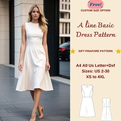 a line basic dress pattern for women