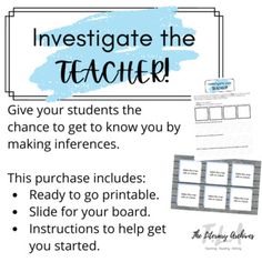 a poster with the words investigate the teacher