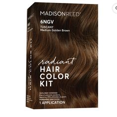 Madison Reed Radiant Hair Color Kit Delivers Gorgeous, High-Quality Hair Color For Multi-Tonal And Natural-Looking Results. Works On All Different Hair Types And Textures. Radiant Hair Color Is A Cream-Based Formula, Dermatologist-Tested, And Does Not Damage Your Hairit Has Been Shown To Actually Improve The Condition Of Your Hair. Formulated With Hair-Loving Ingredients And Is Free From Harsh Ingredients While Also Being Leaping Bunny Certified. One Radiant Hair Color Kit Has Everything You Nee Medium Golden Brown, Madison Reed, Highlights And Lowlights, Hair Care Brands, Blending Gray Hair, Different Hair Types, Gray Coverage, Permanent Hair Dye, Dark Brown Hair Color