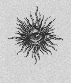 an all seeing eye drawn in black ink on white paper with the sun shining through it