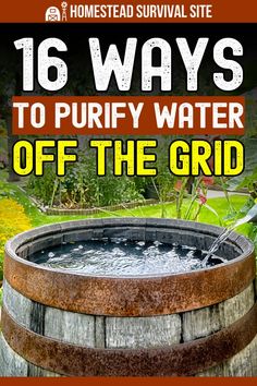 If you're living off the grid, you'll need a way to purify your drinking water. Here's a list of water purification methods to consider. Water Collection System, Water Survival, Purify Water, Survival Life Hacks