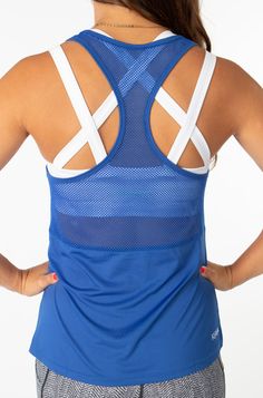 The Mesh Tank Top from KIAVA Clothing is our newest top. The Mesh detail in the front and back both flatter and provide much-needed ventilation during your workouts. Also, your favorite sports bra shows right through the mesh panel in the back! Our Polyester-Spandex blend is comfortable, flattering, and holds up well over time. From the outset, KIAVA has made elegant sports bra designs a priority and we have worked hard to ensure that our line of tops and tanks compliment and show off the unique Sports Bra Design, Mesh Tank Top, Altering Clothes, Sport Tank Tops, Sports Wear, New Top, Mesh Panel, Sport Wear, Black Tank Tops